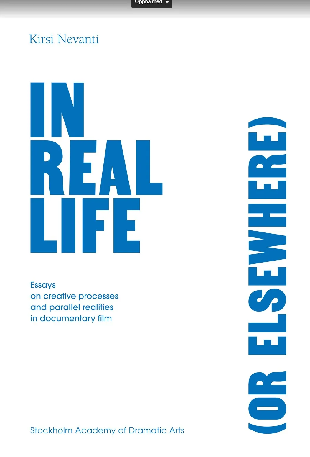 Cover of In Real Life (or Elsewhere)
